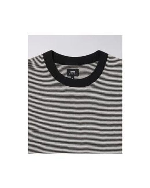 Edwin Gray Adam Stripe Ls T-shirt / White Small for men