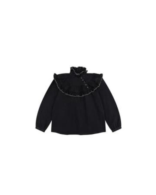 seventy + mochi Black Victoria bluse in gewaschener schwarz