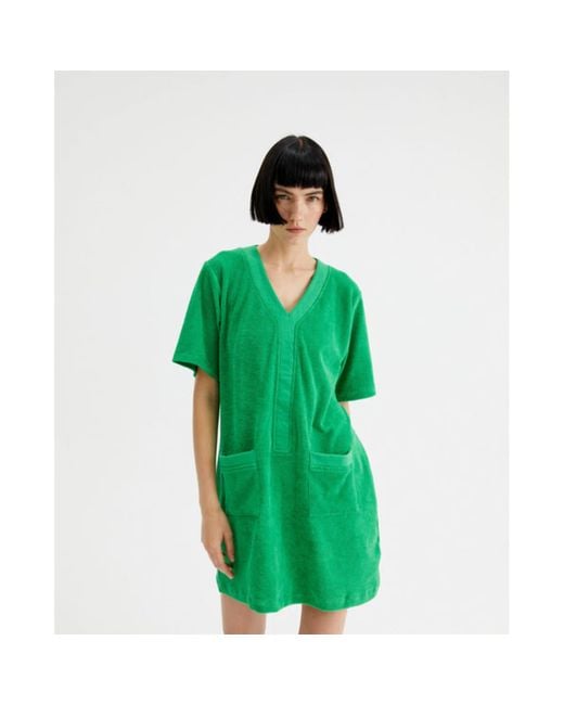 Mini Vestido Ver En Tejido Rizo Compañía Fantástica de color Green