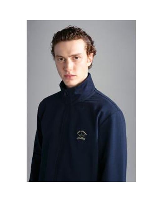 Paul & Shark Blue Super Soft Stretch Zip Sweater With Reflex Logo Medium for men