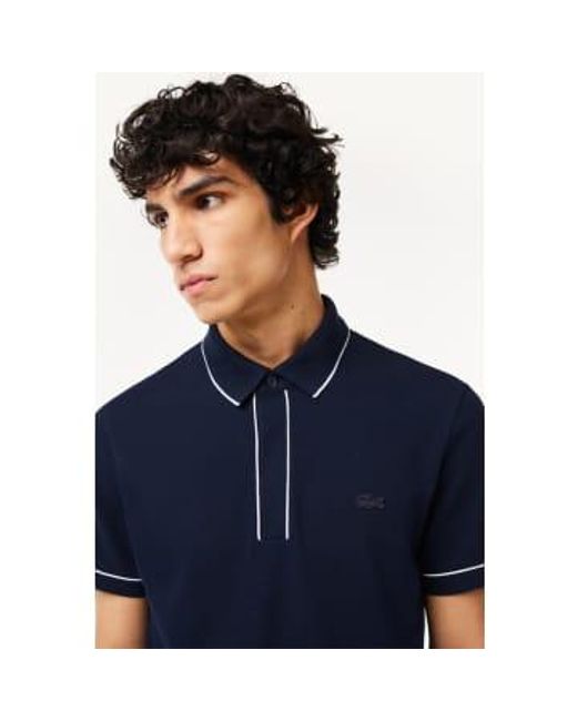 Lacoste Blue Smart Paris Stretch Cotton Contrast Trim Polo Shirt 5 for men