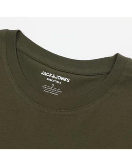 Jack & Jones Green Organic Cotton Basic Slim T-shirt In Olive Night S for men