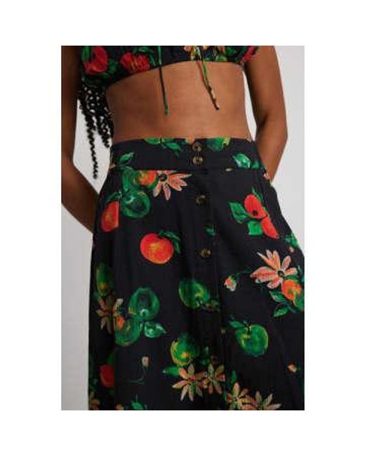 Damson Madder Green Lowrie Midi Skirt Apple Print M