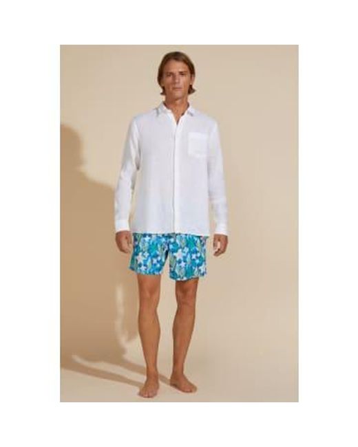 Chemise à manches longues en lin caroubis en crsu3u00 blanc Vilebrequin pour homme en coloris Black