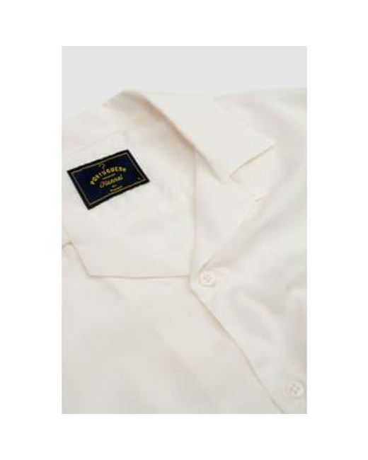 Portuguese Flannel White Modal Jacquard Palm Tree Shirt Xs for men