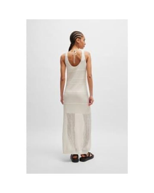 Boss White C Fekong Lace Knit Midi Dress Size: L, Col: Off L