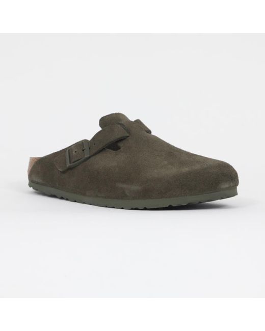 Birkenstock Green Boston Suede Leather Sandals for men