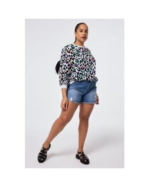 Scamp & Dude Black : Ivory With Rainbow Shadow Leopard Oversized Sweatshirt 8