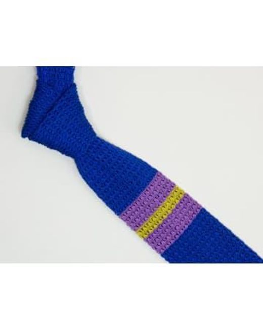 40 Colori Purple Double Upper Striped Mercerised Cotton Jacquard Knitted Tie Blue Blue/red for men
