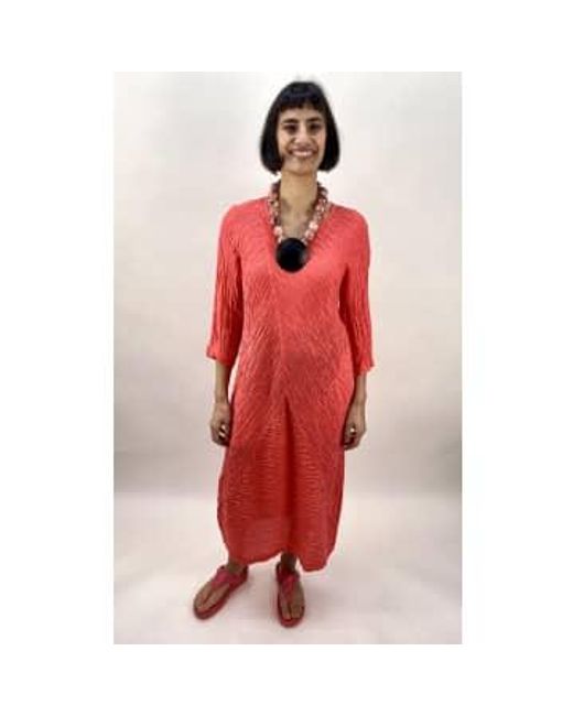 Grizas Red Flame Crinkle Dress Xs