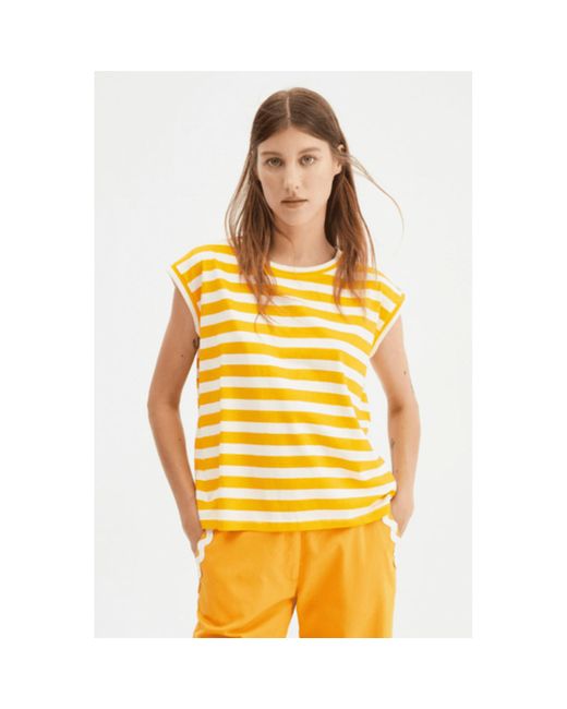 Compañía Fantástica Metallic Stripe T Shirt Yellow