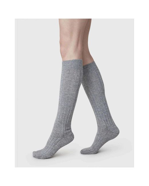 Swedish Stockings Gray Bodil Chunky Knee High Socks
