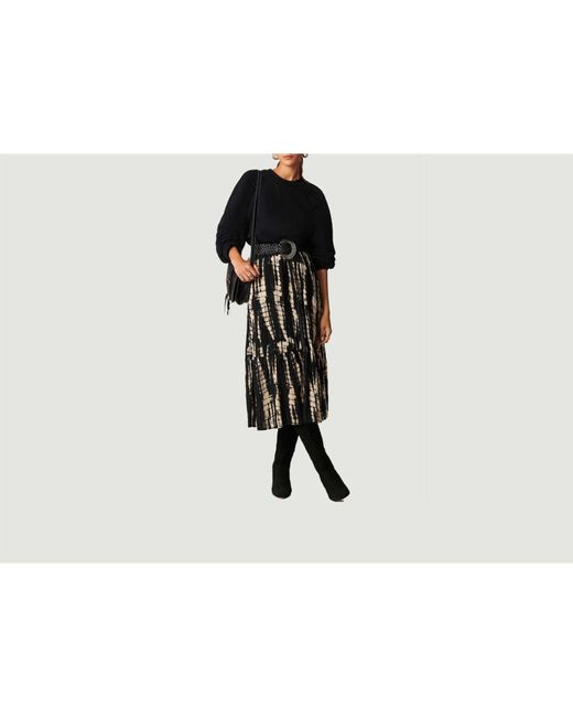Ba&sh Black Tie-and-dye Printed Midi Skirt Kylie