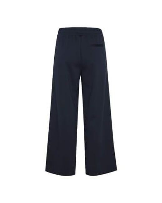 Ichi Blue Kate Wide Leg Trousers Navy S