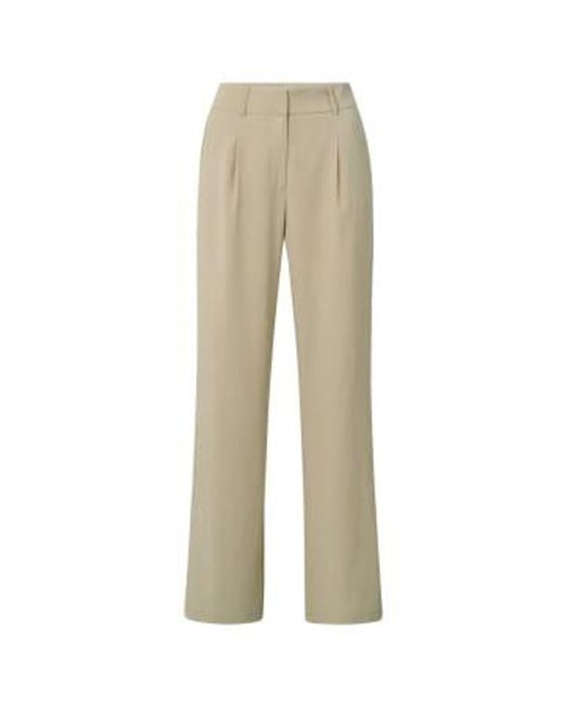 Yaya Natural Woven Wide Leg Trousers With Side Pocket, Zip Fly And Pleats