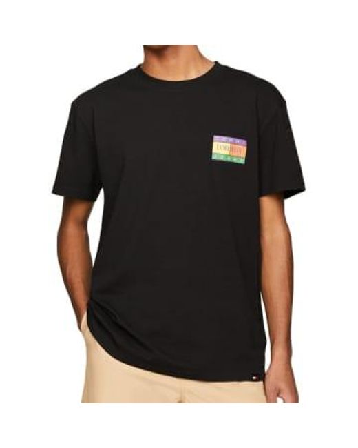 Tommy Hilfiger Tommy jeans reguläres sommerflaggen -t -shirt in Black für Herren