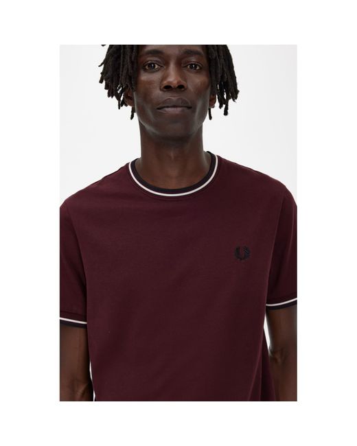Fred Perry Twin Tipped T-shirt in Red for Men | Lyst