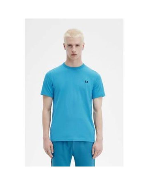 Fred Perry Blue M3519 Ringer T-shirt Runaway Ocean Small for men