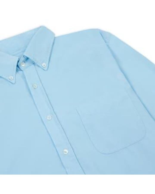 Burrows and Hare Blue Button Down Baby Cord Shirt for men