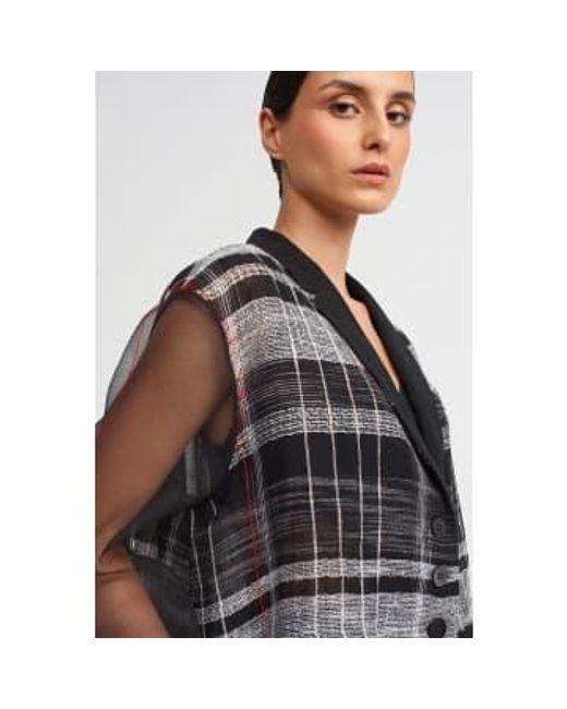 New Arrivals Black Nu Short White Check Jacket With Organza Sleeves 0