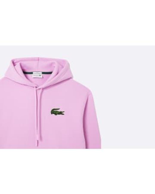 Lacoste Pink Loose Fit Hooded Organic Cotton jogger Sweatshirt L / Rosa for men