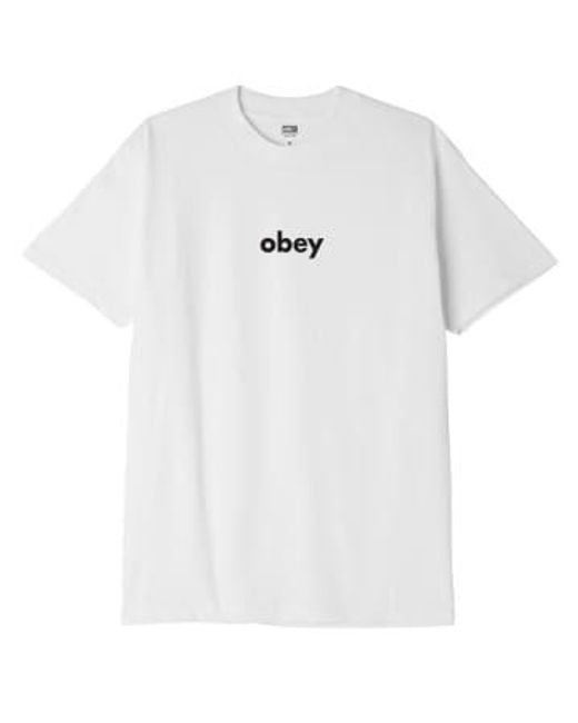 Lower Case T Shirt di Obey in White da Uomo