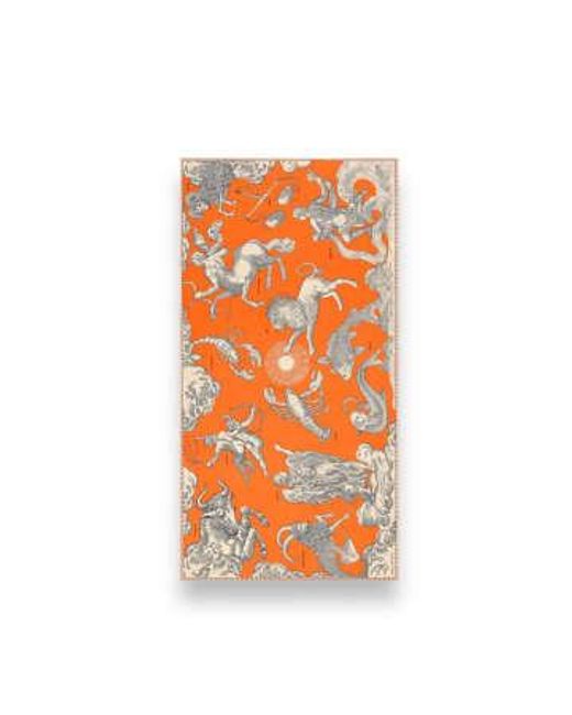 Inoui Edition Orange Scarf 100 Cotton/silk Astrologie X 190 Cm for men