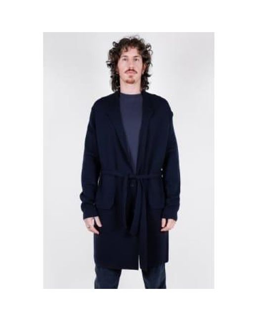 Hannes Roether Blue Long Button Up Knitted Cardigan for men