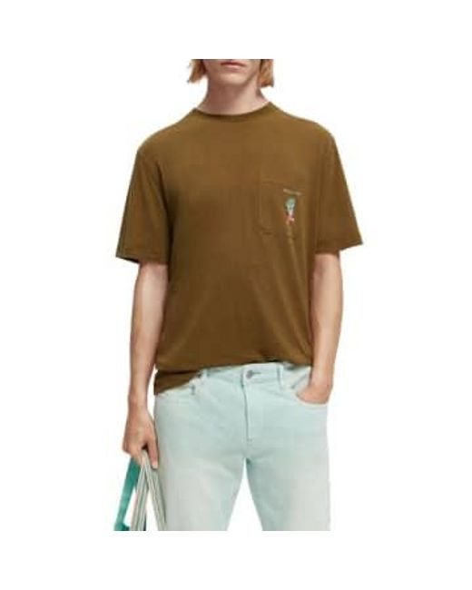 Scotch & Soda Green Khaki Chest Pocket T Shirt Xx Large / for men