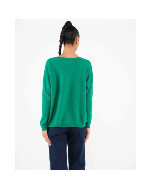ABSOLUT CASHMERE Angèle 100% Cashmere Oversized V-neck Sweater in Green |  Lyst