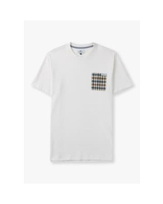 Mens Active Club Check Pocket T Shirt In Optical di Aquascutum in White da Uomo