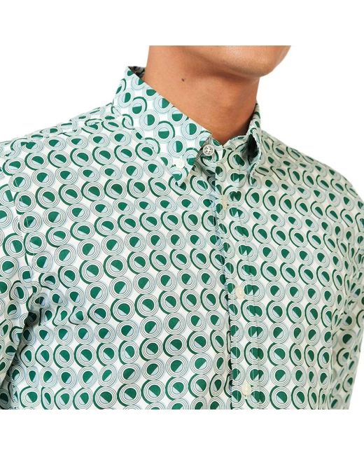Ben Sherman Green Retro Geo Print Shirt for men