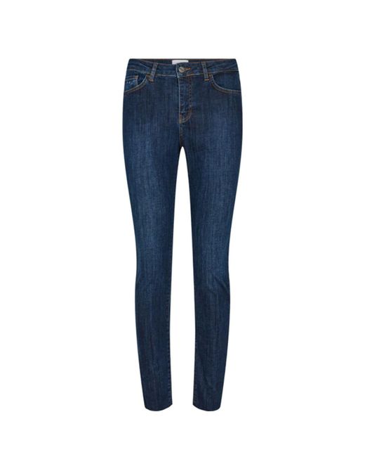 Numph Nusidney Dark Blue Denim Cropped Jeans | Lyst