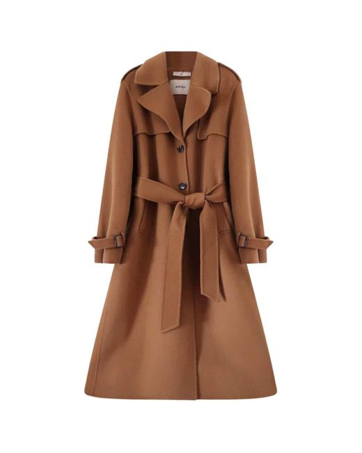 Cashmere Fashion Brown Anfiny Double Face Wollmantel Trench Audrey