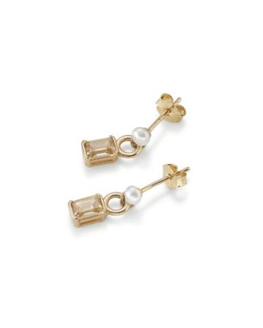 Gold Vermeil Elena Freshwater Pearl Drop Earrings di V By Laura Vann in Metallic