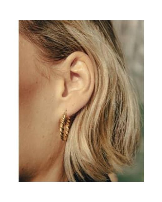 Nordic Muse Brown Small Twist Hoop Earrings, 18k Tarnish-free Waterproof