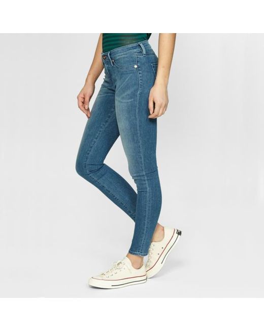 Denham The Jeanmaker Mid Rise Spray Skinny Jeans in Blue | Lyst