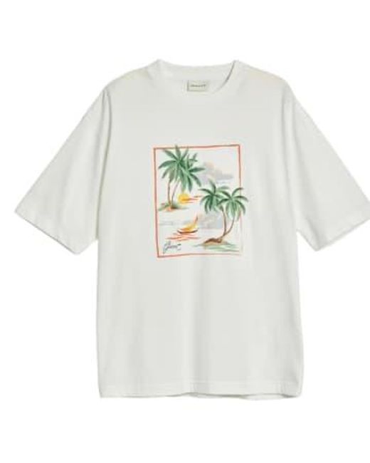 Gant White Hawaiian Print T-shirt for men