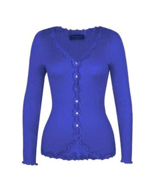 Rosemunde Blue Cotton Silk Cardigan W Lace Very Xl