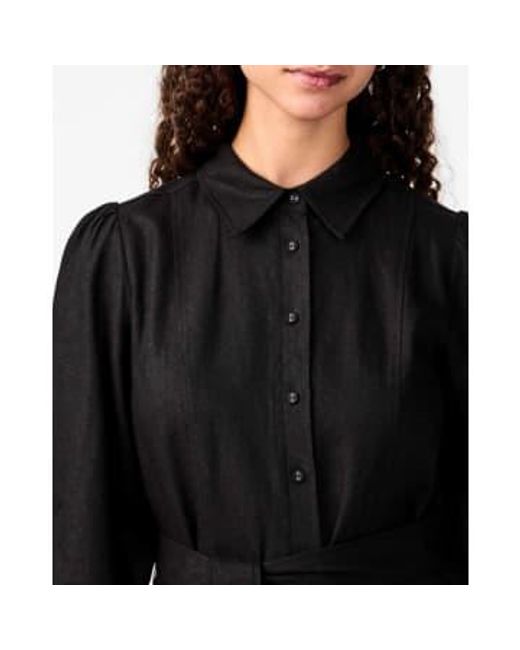 Yas Flaxy 34 Linen Shirt Dress di Y.A.S in Black