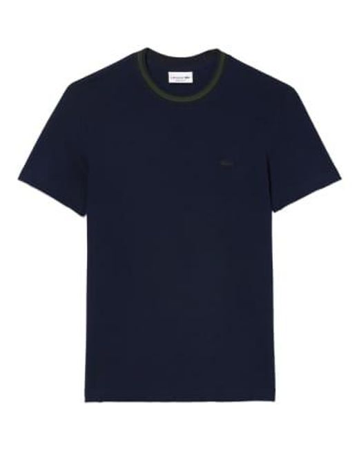 Paris Stretch Pique T Shirt Th1131 Navy di Lacoste in Blue da Uomo
