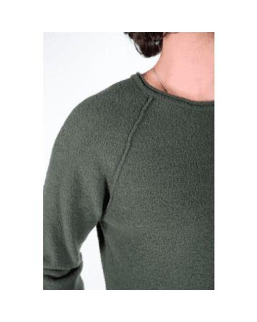 Daniele Fiesoli Green Boiled Wool Round Neck Knitted Sweater for men