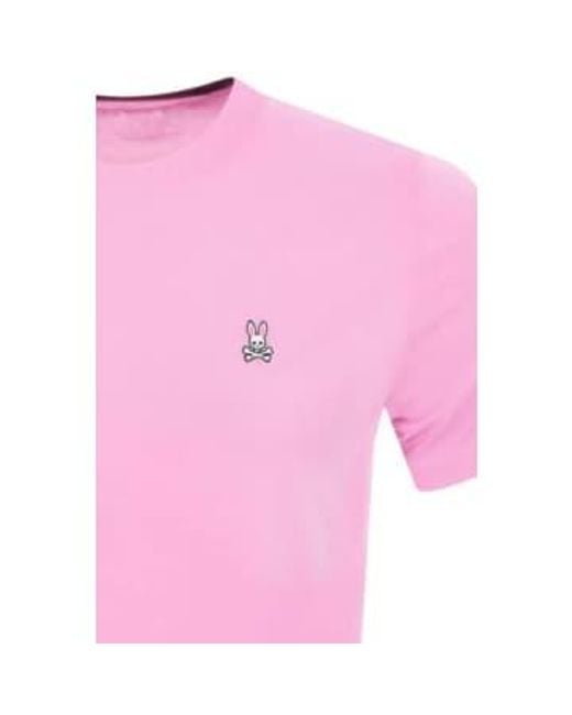 Camiseta clásica con cuello redondo en color lavanda pastel Psycho Bunny de hombre de color Pink