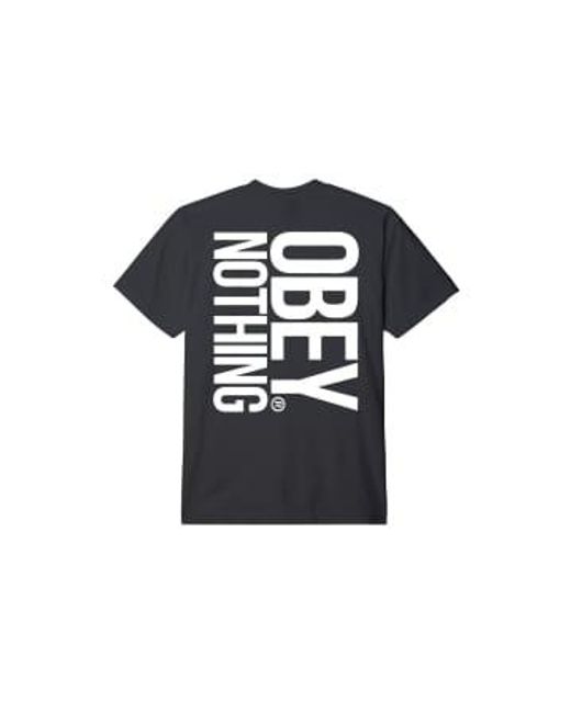 Nothing T Shirt Vintage di Obey in Black da Uomo