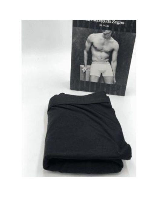 Zegna Black Stretch Cotton Boxer Trunk, Bi-pack S for men