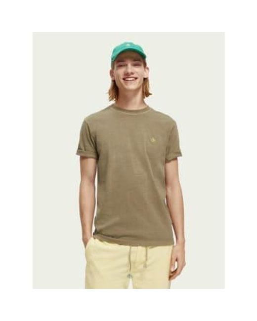 Scotch & Soda Green Embroidered T Shirt for men