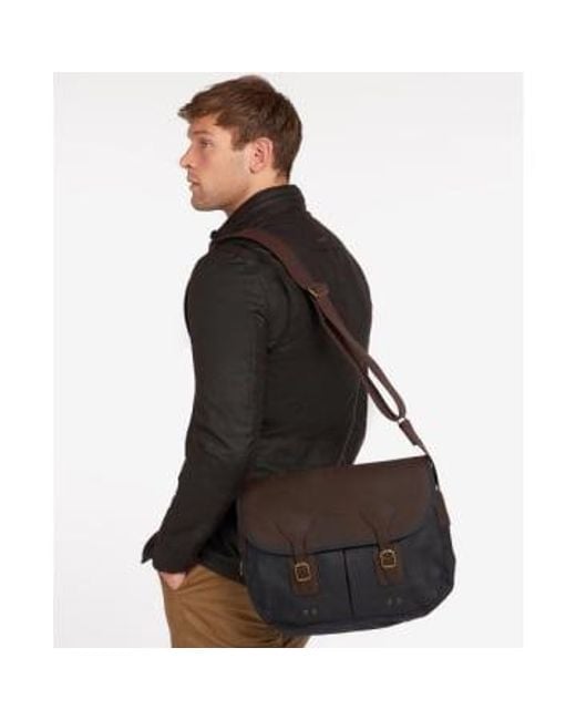 Barbour Black Navy Wax Leather Tarras Bag O/s for men