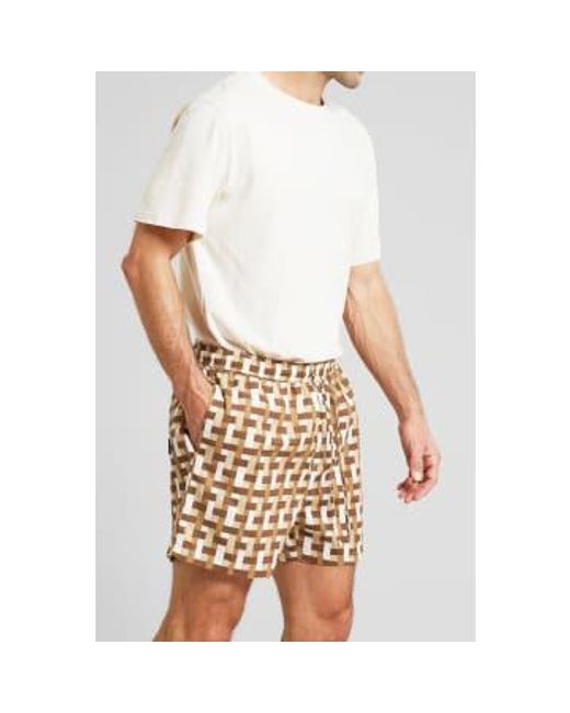 Dedicated Brown Rainy Day Essingen Weave Shorts for men
