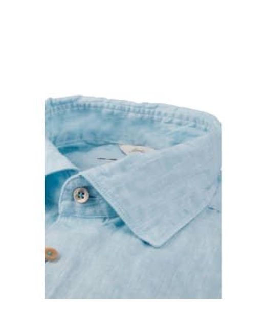 Stenstroms Slimline Blue Linen Shirt 7747217970850 M for men