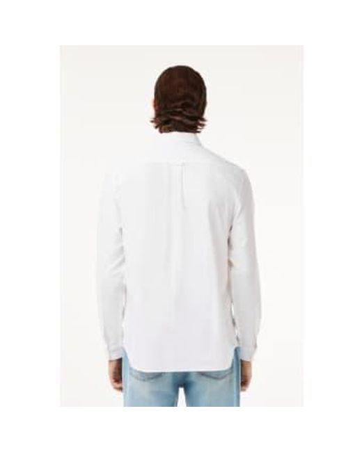 Camisa oxford algodón algodón ajuste hombres hombres Lacoste de hombre de color White